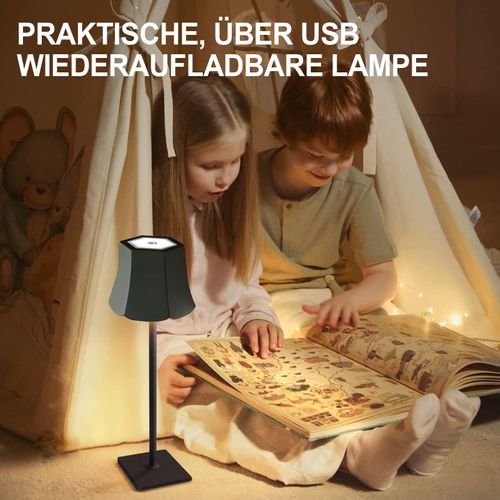 Lampe De Bureau LED Sans Fil, Lampe De Bureau LED à Luminosité Réglable Par Toucher, Noir