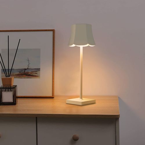 Lampe De Bureau LED Sans Fil, Lampe De Bureau LED à Luminosité Réglable Par Toucher, Blanc