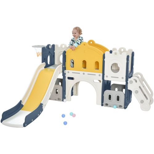 Toboggan Enfant 6 En 1, Petit Château Toboggan Jouet D'escalade, En Hdpe, Bleu