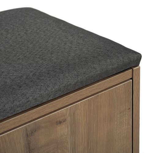 Banc à Chaussures Moderne L120/p34/h82 Cm, 4 Portes De Rangement, Grain De Bois Brun