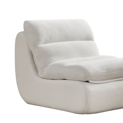 Canapé Paresseux Avec Repose-pieds, Dossier Et Coussin D'assise Amovible, Velours Côtelé, Blanc