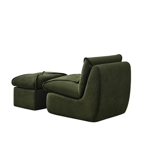 Canapé Paresseux De Relaxation Avec Dossier Et Coussin D'assise, Tissu Chenille, Vert