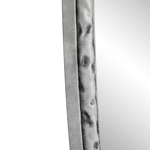 Miroir Mural 100x65cm Ovale Rétro En Fer, Effet Antique, Argenté