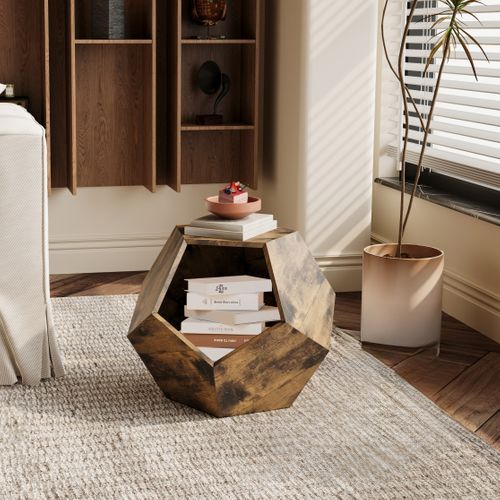 Table D'appoint Moderne 66x66x53 Cm, Meuble Multifonction De Rangement En Mdf, Grain De Bois Foncé