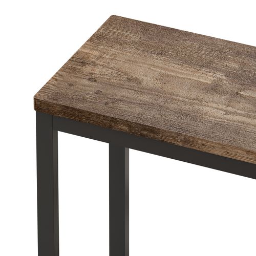 Ensemble De Table Bar Avec 3 Tabourets, Pieds En Métal Noir, Plateau En Mdf, Grain De Bois Foncé