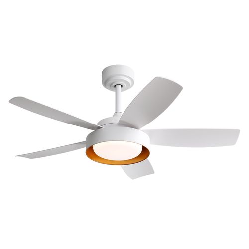 Ventilateur De Plafond 106.6cm Avec Éclairage LED, Télécommande, à 6 Vitesses, 5 Pales Abs, Blanc