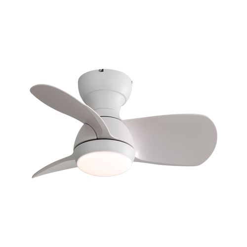Ventilateur De Plafond 58.4 Cm + LED 18 W, 3 Pales En Abs , Et Télécommande, Blanc