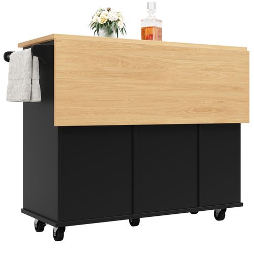 Buffet De Cuisine, Séparateurs Amovibles, 2 Tiroirs, Porte-collation Et Porte-verres à Vin, Noir