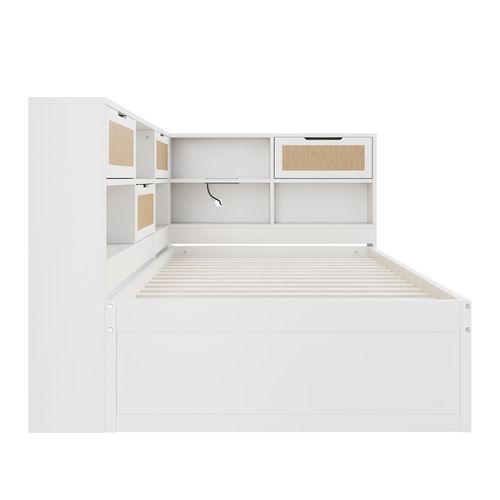 Lit Gigogne 90 X 200/90x190cm En Bois, Lit Enfant, Nombreux Rangements, Port De Charge, Blanc
