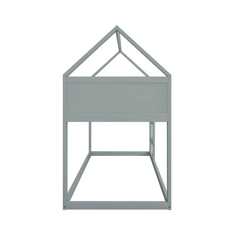 Lit Superposé Enfant 90x200 Cm, Lit Mezzanine Avec Escalier, Structure En Bois, Gris