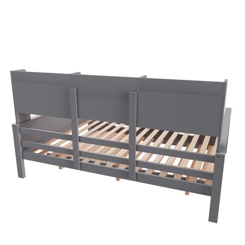 Lit Gigogne 140x200/90x190 Cm, Lit De Repos En Bois, Avec Compartiments De Rangement, Gris