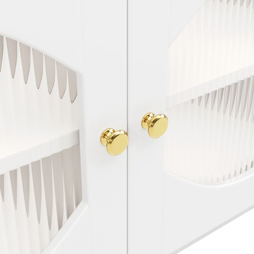 Buffet Moderne Porte Vitrée 1 Tiroir 100x40x90cm Blanc Avec Rangement Ouvert