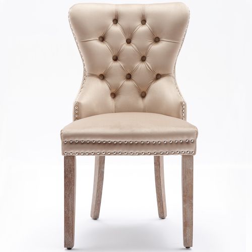 Chaise De Salle à Manger En Velours, Lot De 2, Avec 4 Pieds En Bois, Beige