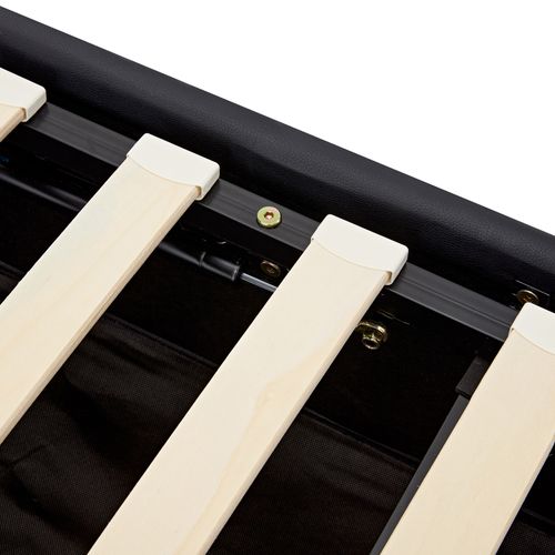 Lit Coffre Design 90x200 Cm - Éclairage LED et USB Intégré - Noir Pu