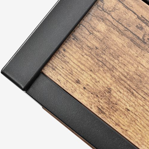 Lit Adulte 140x200 Cm Avec Tête De Lit Rangement, En Métal, Bois