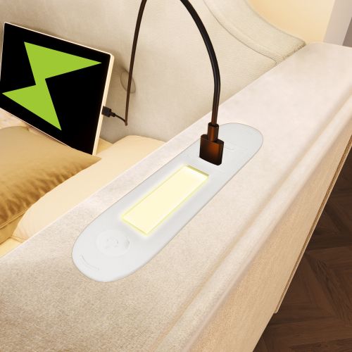 Lit Enfant 90x200 Cm Velours - 2 Tiroirs + USB-c + Lampe - Beige