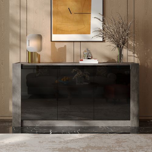 Buffet, 3 Portes, 150x40x75cm, Gris