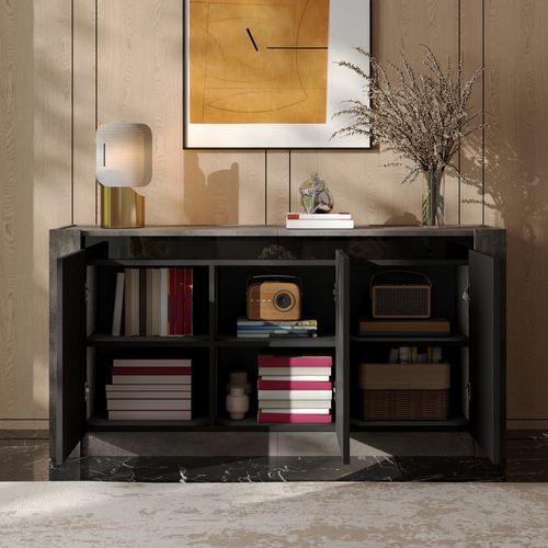 Buffet, 3 Portes, 150x40x75cm, Gris