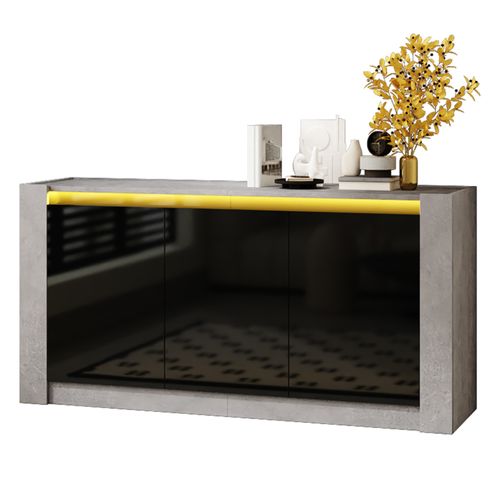 Buffet, 3 Portes, 150x40x75cm, Gris