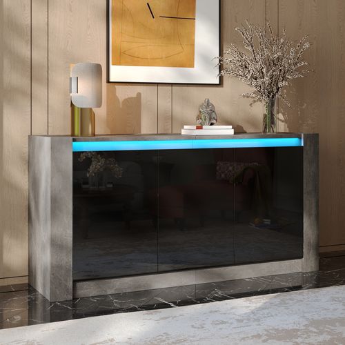 Buffet, 3 Portes, 150x40x75cm, Gris