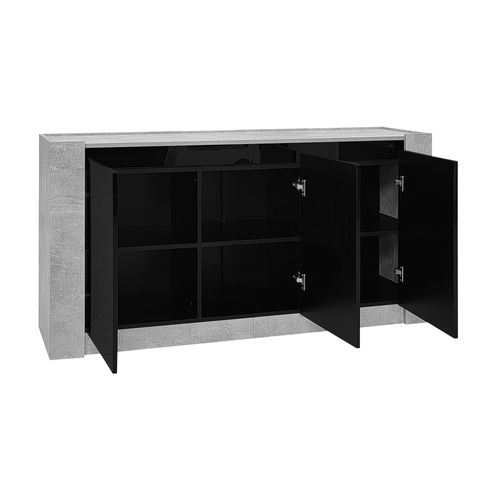 Buffet, 3 Portes, 150x40x75cm, Gris