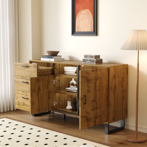 Buffet, Commode, 3 Tiroirs Et 2 Portes, 50 X 38 X 76,5 Cm