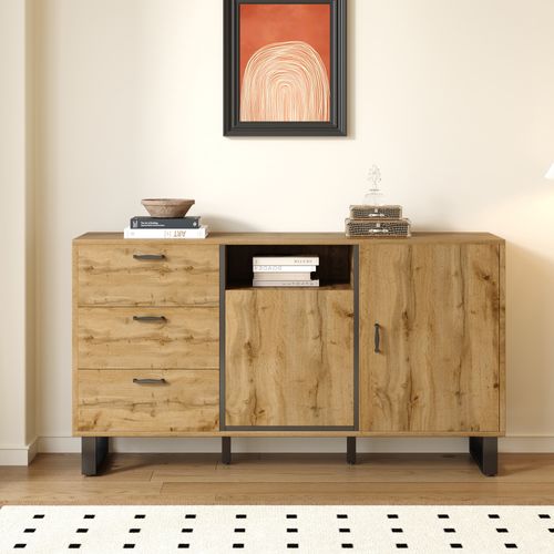Buffet, Commode, 3 Tiroirs Et 2 Portes, 50 X 38 X 76,5 Cm