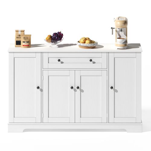 Buffet De 138 Cm, 1 Tiroir, 4 Portes, Blanc