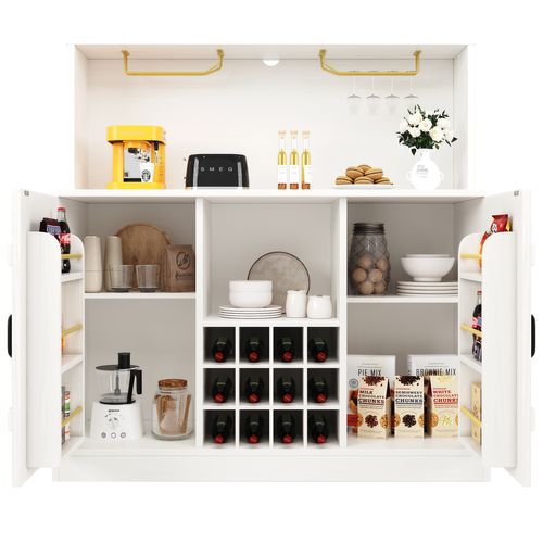 Buffet (120 X 40 X 120 Cm), Minimaliste, Blanc, 2 Portes