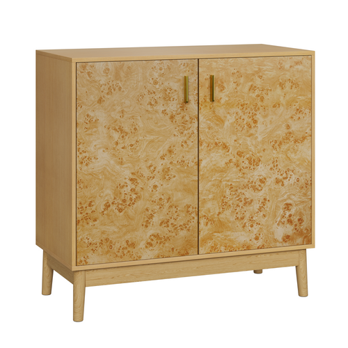 Buffet, 2 Portes, Style Campagnard, Jaune, 80x38x77.5 Cm