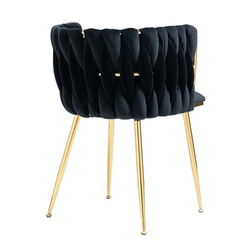 Lot de 2 Chaises pour cuisine et salon 55.5*54*74cm, En Velours, Noir