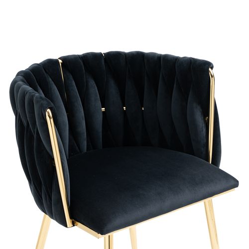 Lot de 2 Chaises pour cuisine et salon 55.5*54*74cm, En Velours, Noir