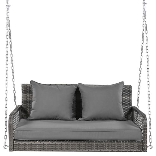 Balancelle Suspendue En Rotin 114×54×53 Cm, Coussins Épais, Chaînes 240 Cm, 160 Kg Max