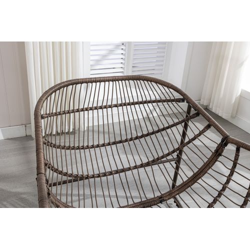 Fauteuil à Bascule D'extérieur En Rotin, Coussin Rembourré En Cotton, Cadre En Ancier, Beige