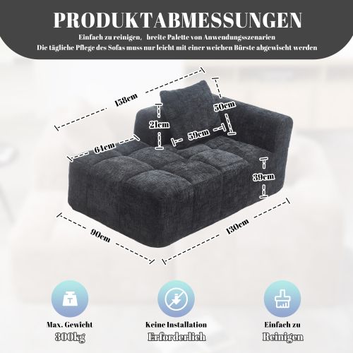 Canapé Compressé 158x90x60 Cm, Avec Têtière, Chenille Noir