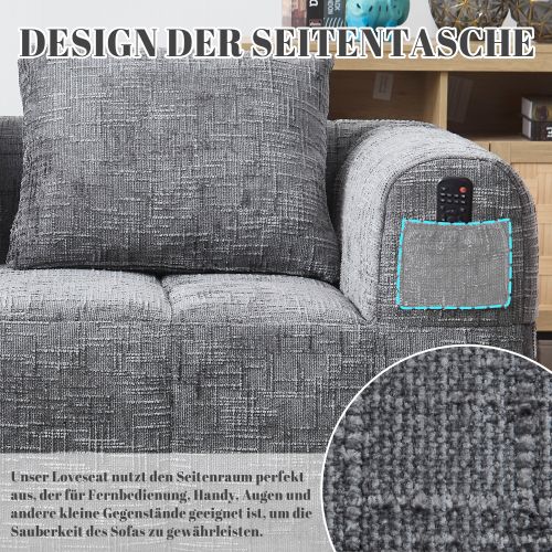 Canapé Compressé 2 Places, 158x90x60 Cm, Avec Têtières, Chenille Gris