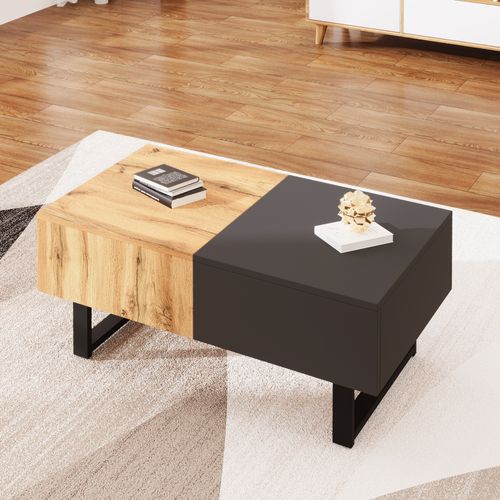 Table Basse Coulissante Moderne Multifonctionnelle Avec Rangement Caché, 155 X 55 X 40 Cm, Bois