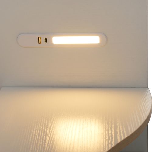 Lit Enfant 90x200 Cm Avec USB Type-c, Tiroirs De Rangement, Blanc