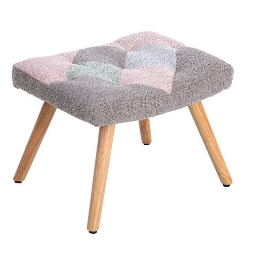 Chaise à Bascule, Rocking-chair Avec Repose-pieds Et Coussin Lombaire, Design Multicolore