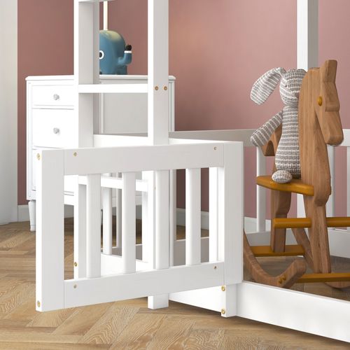 Lit enfant Superposé 90x200 Cm blanc avec 1 sommier à lattes, pin