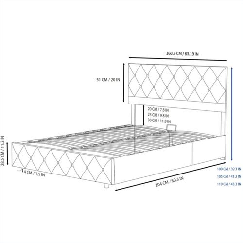Lit Coffre Adulte 160x200cm, Lit De Rangement Avec Tête De Lit Réglable, Velours Gris Clair