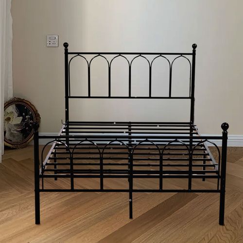 Lit Enfant 1 Personne, Cadre De Lit, Lit 90x200 Cm, En Métal Noir Avec Sommier à Lattes