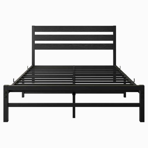 Lit Adulte 140x200 Cm, Cadre De Lit En Métal Noir Avec Sommier à Lattes