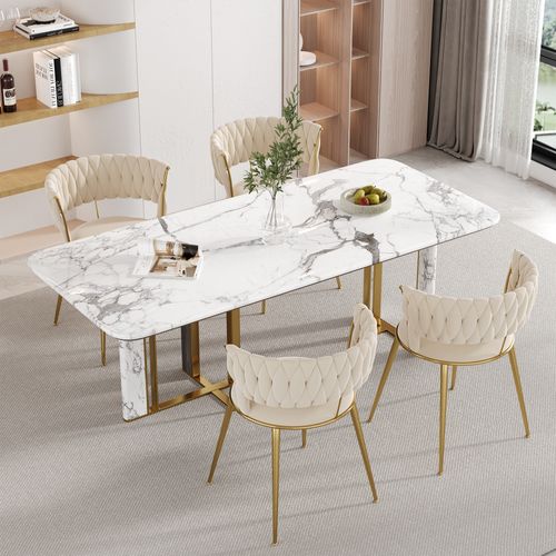 Fauteuil Moderne En Velours, Lot De 2, 57x55x70cm, Dossier Ajouré, Ivoire