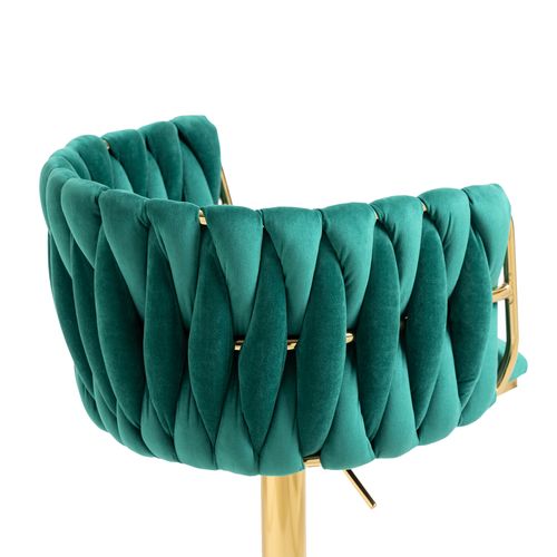 Tabouret De Bar Vintage En Velours, Lot De 2, 53x51x87cm, Rotatif à 360°, Émeraude