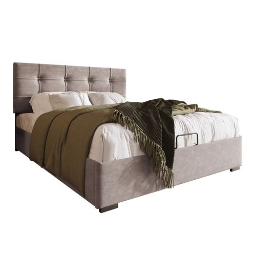 Lit Coffre 90x200 Cm En Velours Gris, Tête De Lit Réglable, Sommier Métal Et Rangement
