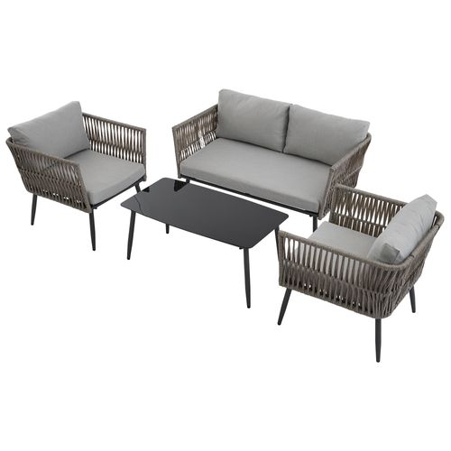 Ensemble De Canapés D'extérieur, salon de jardin, 4 Places, 1 Table Basse, Gris