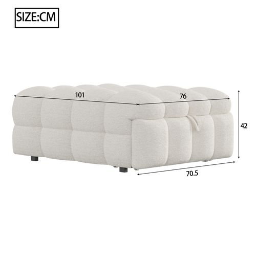 Lit Pliant Simple Rembourré 183x76x42cm, Repose-pieds 2 En 1, Canapé-lit, Tissu Teddy, Beige
