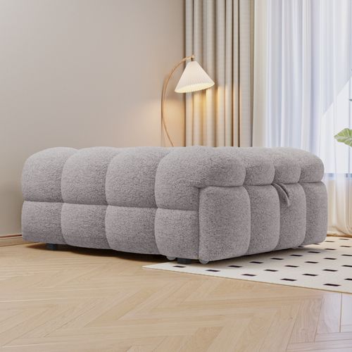 Lit Pliant Simple Rembourré 183x76x42cm, Repose-pieds 2 En 1, Canapé-lit, Tissu Teddy, Gris