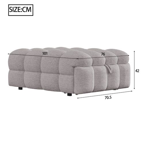 Lit Pliant Simple Rembourré 183x76x42cm, Repose-pieds 2 En 1, Canapé-lit, Tissu Teddy, Gris